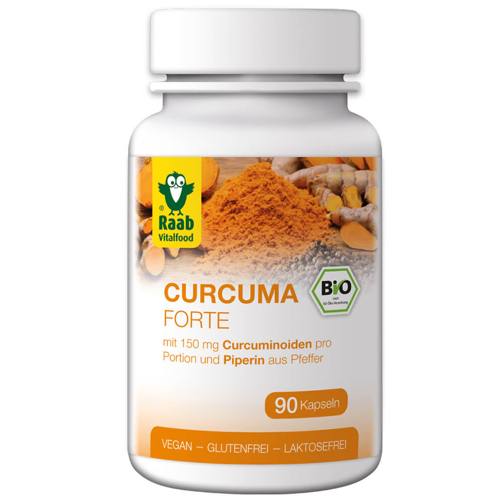 Raab "Bio Curcuma Forte" - Биологически-активная добавка с куркуминоидами, экстрактом перца и пиперином, 90 капсул.