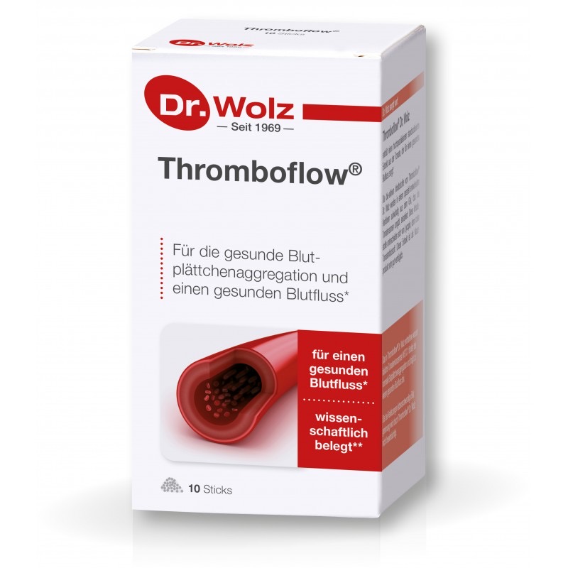 Dr.Wolz Thromboflow Биалогически активная добавка (БАД) для здорового кровотока с вторичными растительными веществами, 10 стик-пакетов