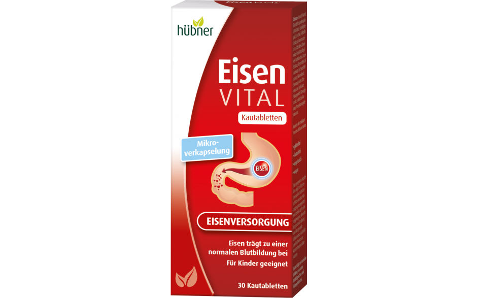 Hübner Eisen "VITAL M + Kautabletten" - жевательные таблетки с железом и витамином С, 30 штук
