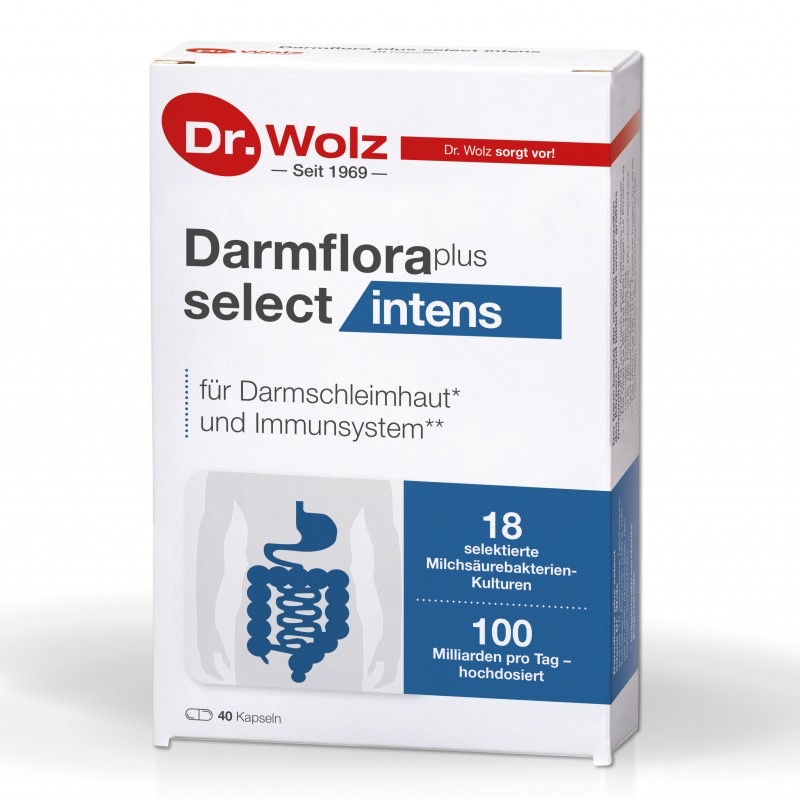 Dr.Wolz Darmflora plus® select intensiv Пробиотик 18 культур 100 млрд молочнокислых бактерий в день, 40 капсул