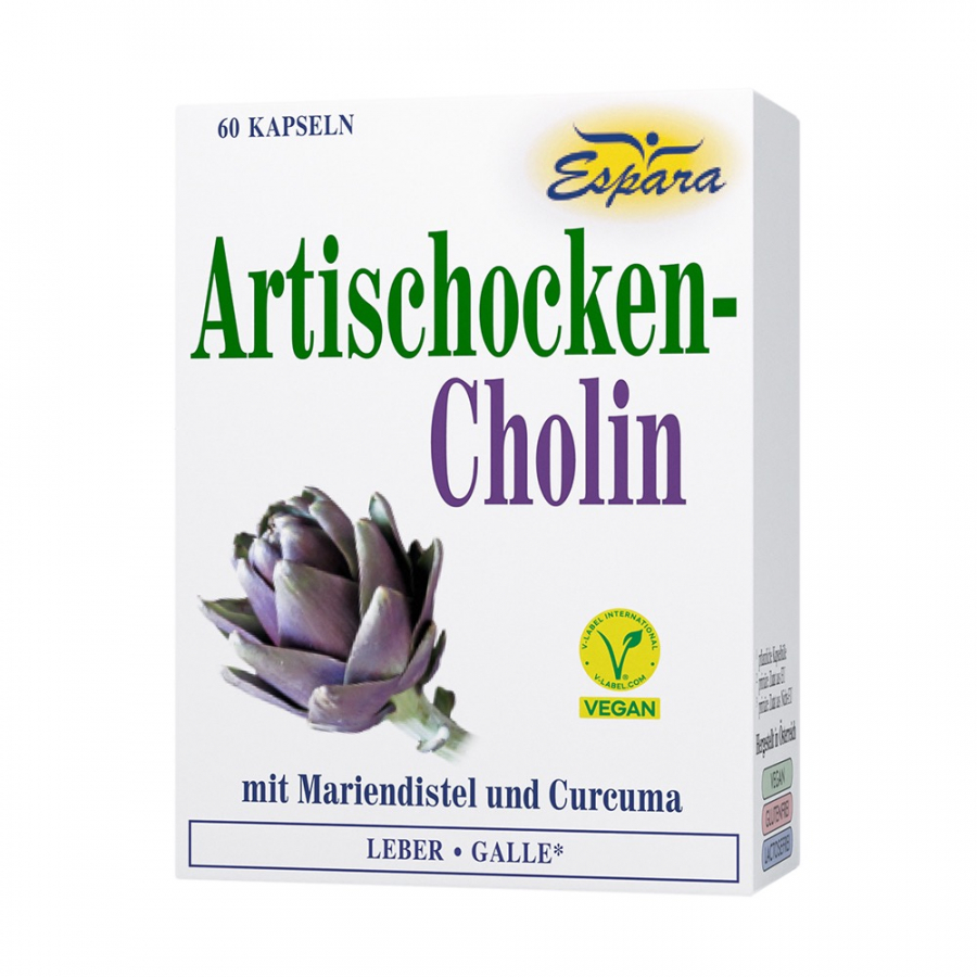 Espara Artischocken-Cholin Экстракт артишока с холином, расторопшей и куркумой, 60 капсул