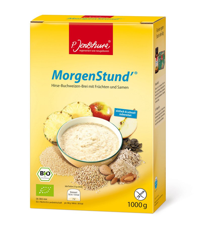 P.Jentschura® MorgenStund® Био пшено-гречневая каша с фруктами и семечками, 1000 г