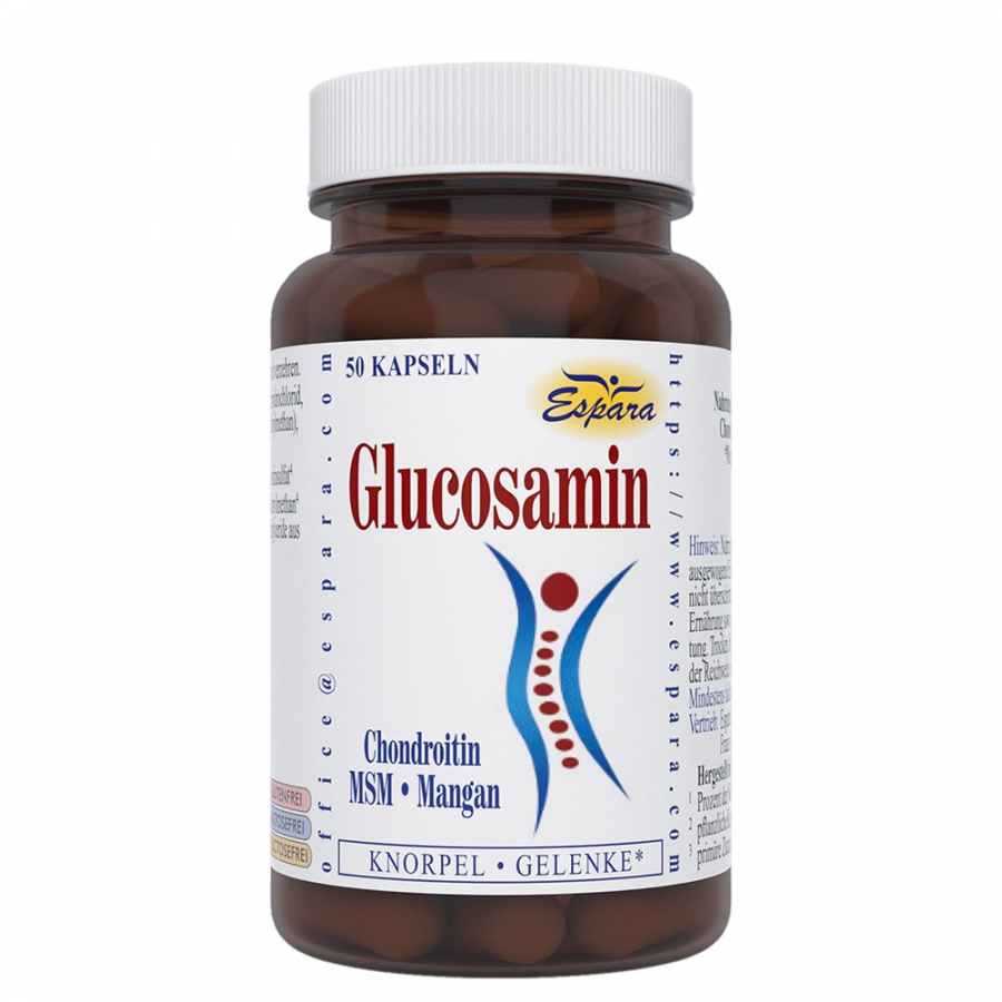 Espara GLUCOSAMIN 400mg + CHONDROITIN 135 mg ГЛЮКОЗАМИН 400 мг + ХОНДРОИТИН 135 мг c MSM и марганцем, 50 капсул