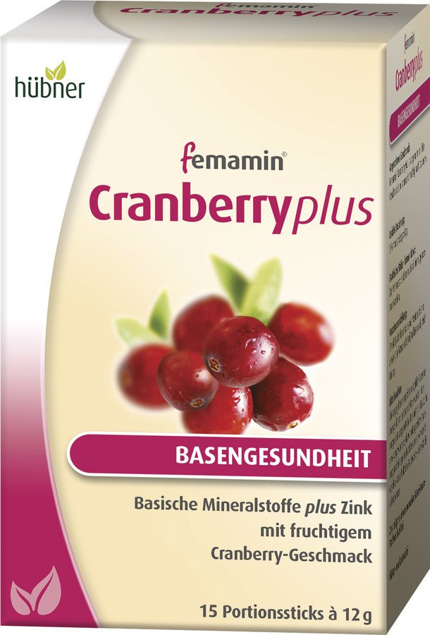 Hübner Femamin® Cranberry plus Экстракт клюквы с цинком и другими минералами, 15 стик-пакетов