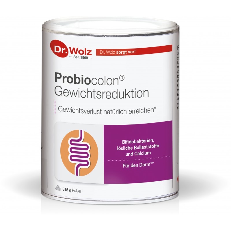 Dr.Wolz Probiokolon Для уменьшение веса с молочнокислыми бактериями, инулином и глюкоманнаном, 315 г