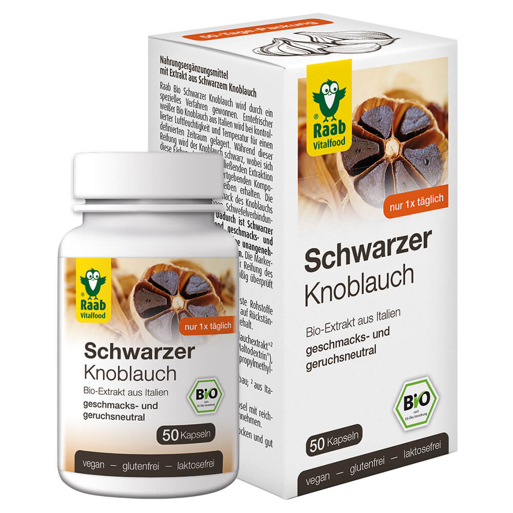 Raab Bio Schwarzer Knoblauch Био экстракт черного чеснока c высоким содержанием S-аллилцистеина, 50 капсул