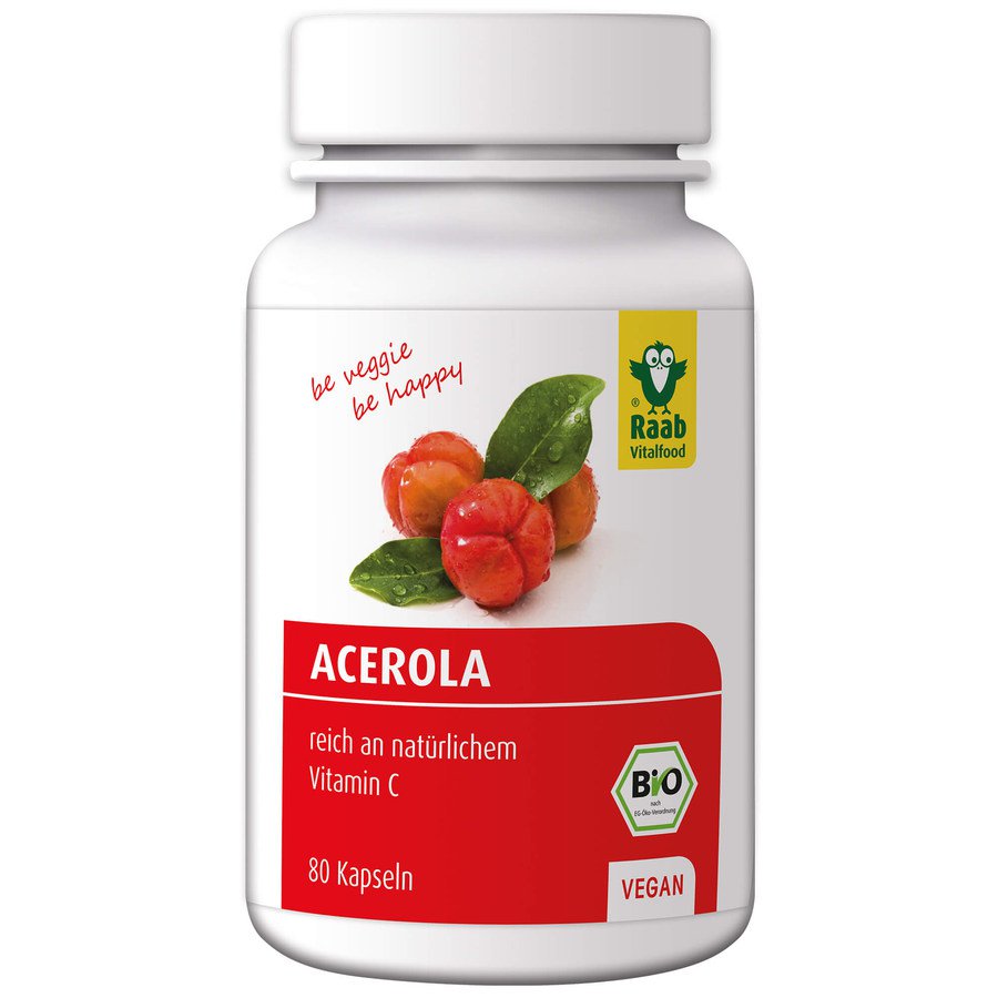 Raab Acerola Натуральный витамин C из био плодов ацеролы, 80 капсул