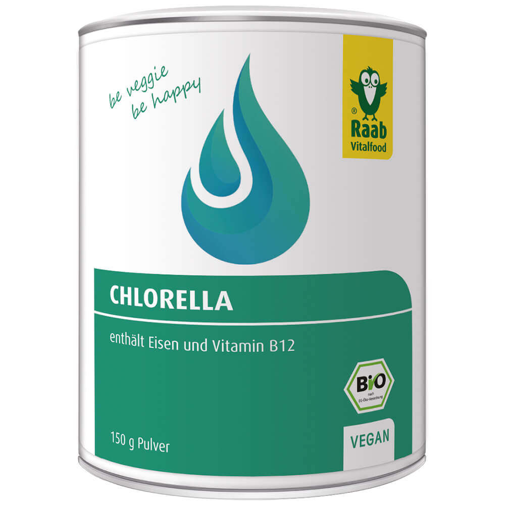 Raab "Bio Chlorella Pulver" - Органический порошок из микроводорослей Хлорелла, 150 г.