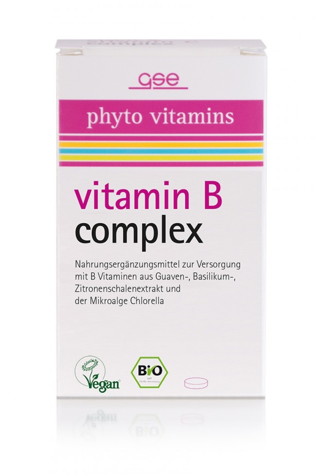 GSE "Vitamin B Complex (Bio)" - Биологически активная добавка с комплексом витаминов группы В из гуавы, базилика, экстракта лимонной цедры и микроводорослей Хлорелла, 60 таблеток.