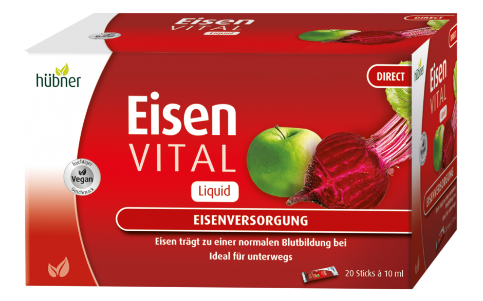 Hübner "Eisen Vital® Liquid DIRECT" - жидкая биологически-активная добавка с железом и витамином С в стиках, 20 шт.