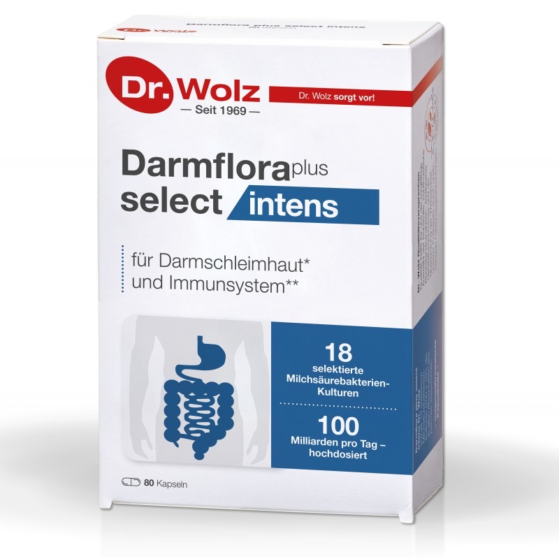 Dr.Wolz Darmflora plus® select intensiv Пробиотик 18 культур 100 млрд молочнокислых бактерий в день, 80 капсул
