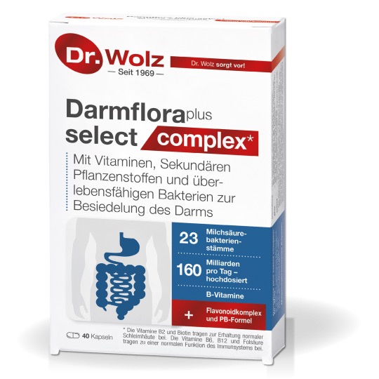 Dr.Wolz Darmflora Select complex Комплекс молочнокислых бактерий, витаминов группы В, вторичных растительных веществ и постбиотиков, 40 капсул