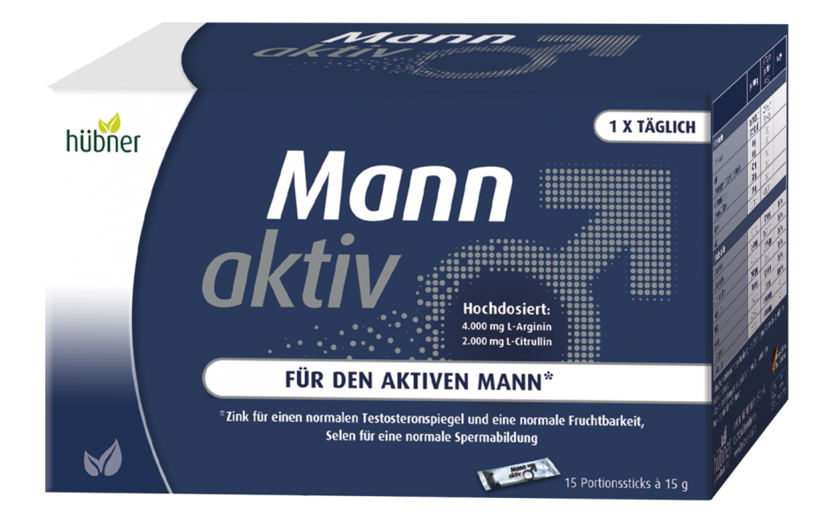 Hübner Mann Aktiv Специальная комбинация питательных веществ для мужчин, 15 стик-пакетов