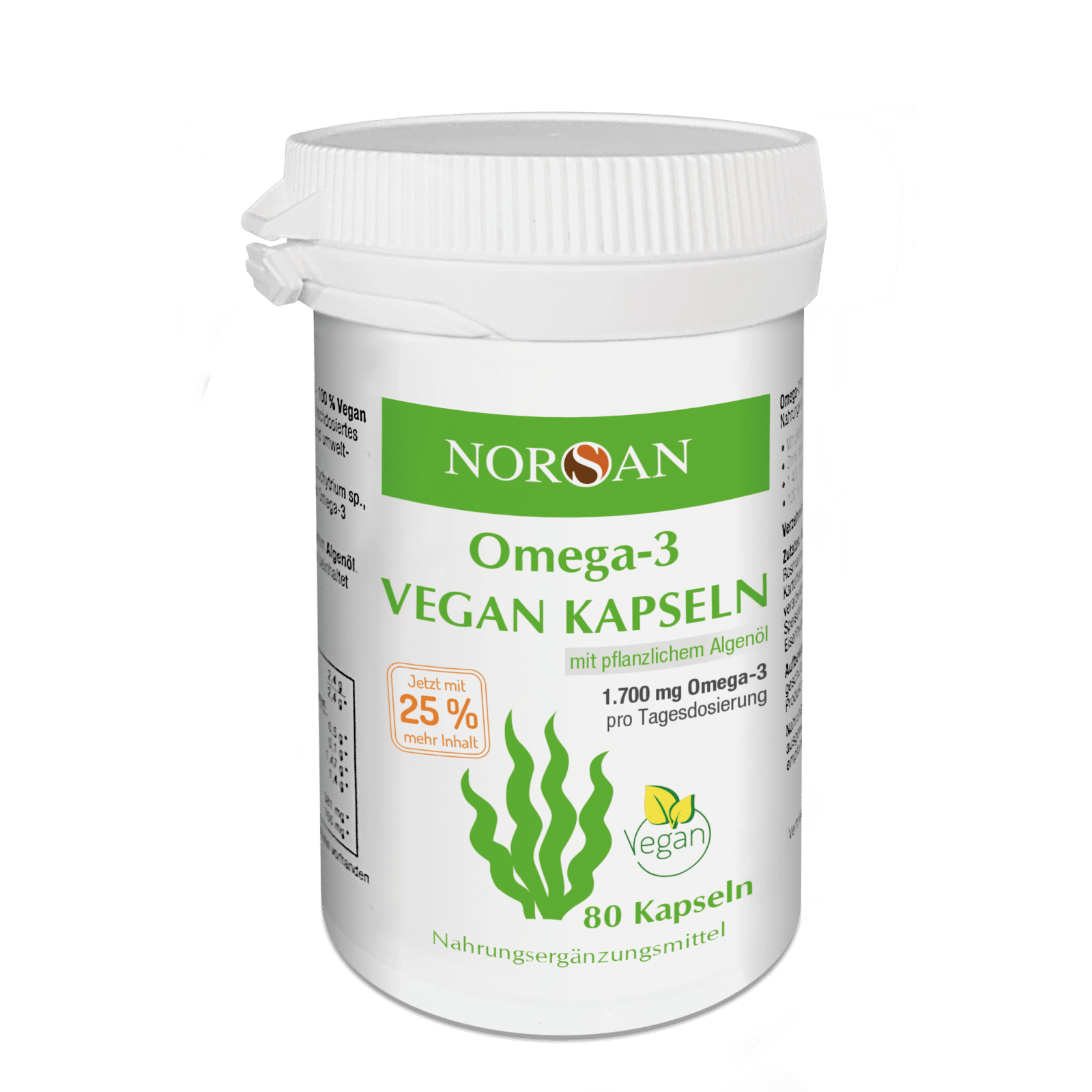 NORSAN "Omega-3 Vegan" - Омега-3 жирные кислоты 1700 мг из водорослевого масла, 80 капсул
