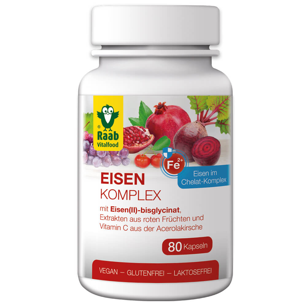 Raab "Eisen Komplex" - Комплексная биологически-активная добавка с железом и витамином С из вишни ацеролы, 80 капсул.