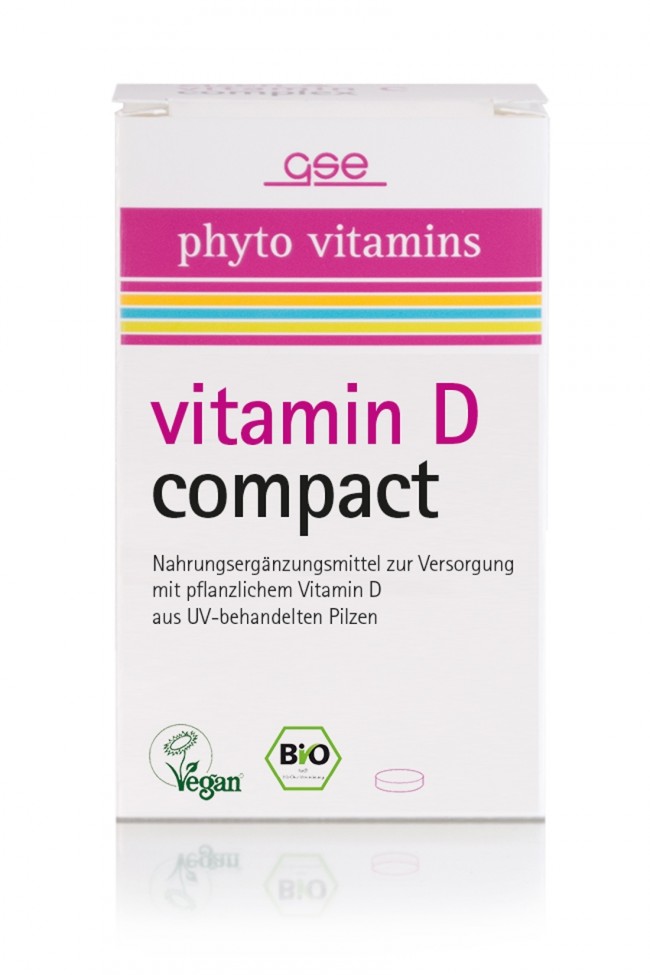 GSE "Vitamin D Compact (Bio)" - Биологически-активная добавка с витамином D, полученным из шампиньонов, обработанных УФ-лучами, 120 таблеток.