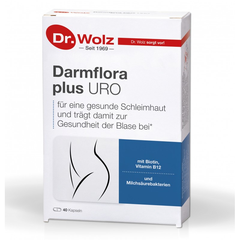 Dr.Wolz "Darmflora plus URO" - биологически-активная добавка для здоровья мочевого пузыря, мочевыводящих путей и поддержания естественной микрофлоры влагалища, 40 капсул.