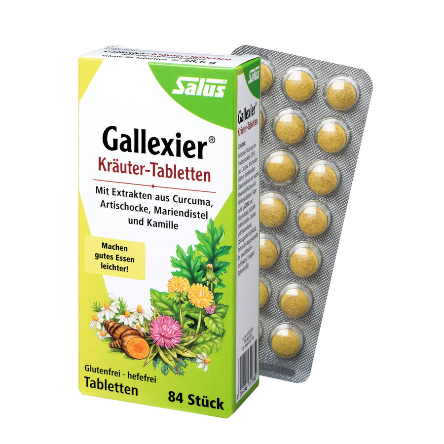 Salus® Gallexier® Экстракты трав для поддержания пищеварения, 84 таблетки