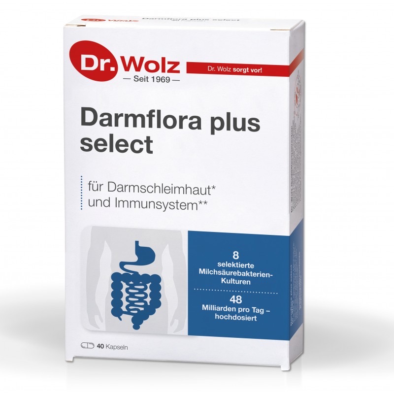 Dr.Wolz Darmflora plus® select Пробиотик 8 культур 48 млрд молочнокислых бактерий в день, 40 капсул