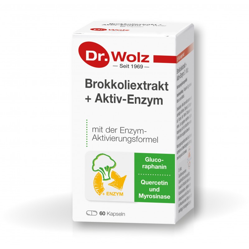 Dr. Wolz "Brokkoliextrakt + Aktiv-Enzym" - Биалогически активная добавка (БАД) с экстрактом брокколи и активныи ферметами, 60 капсул.