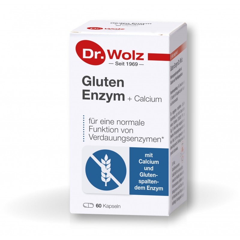 Dr.Wolz Gluten Enzym Фермент c кальцием для уменьшения остаточного глютена в пищевых продуктах, 60 капсул
