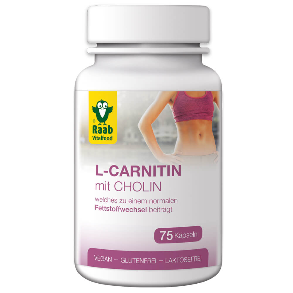 Raab "L-Carnitin" - Биологически-активная добавка с L-карнитином и холином, 75 капсул.