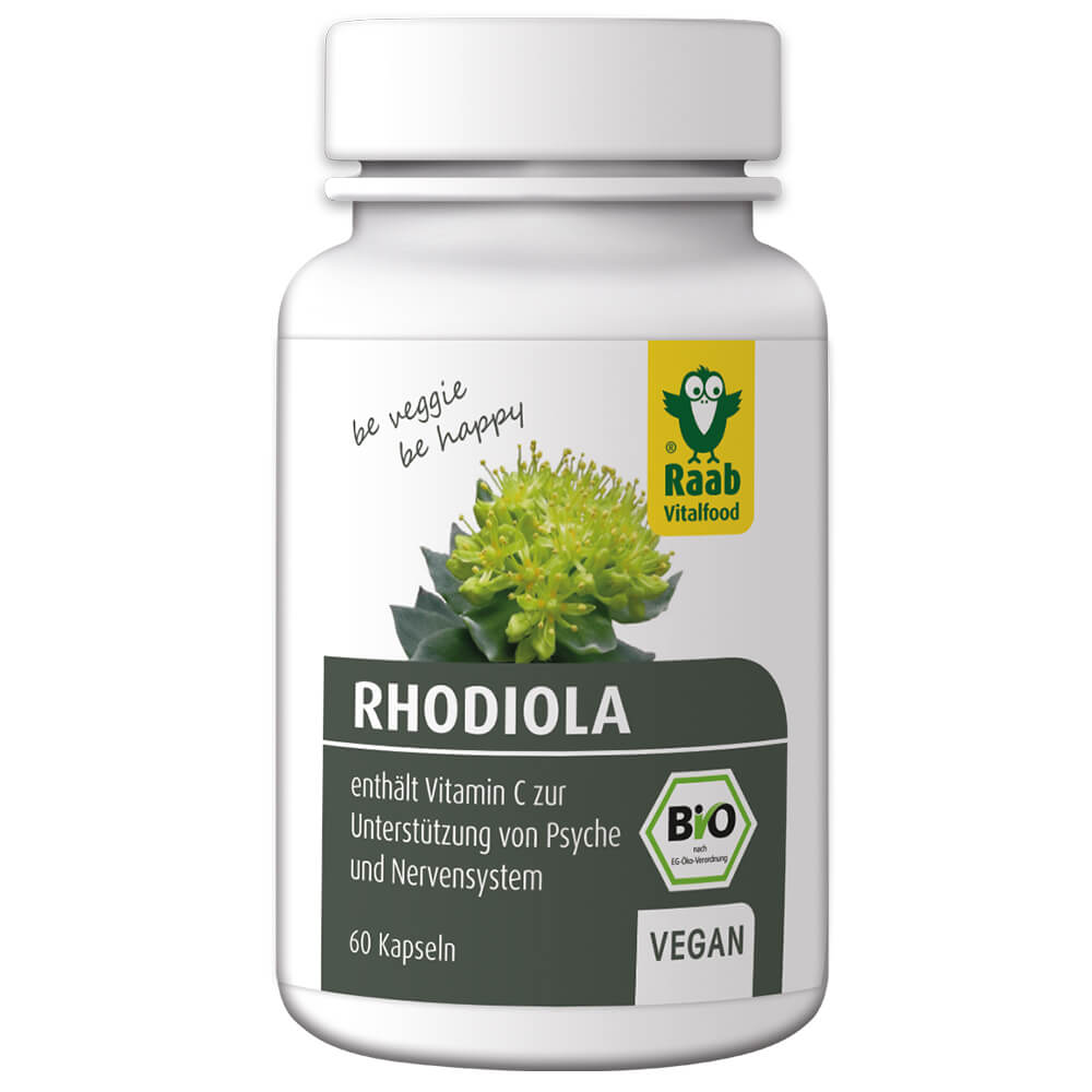 Raab "Bio Rhodiola" - Биологически-активная добавка с органическим экстрактом родиолы и витамином С из вишни ацеролы, 60 капсул.