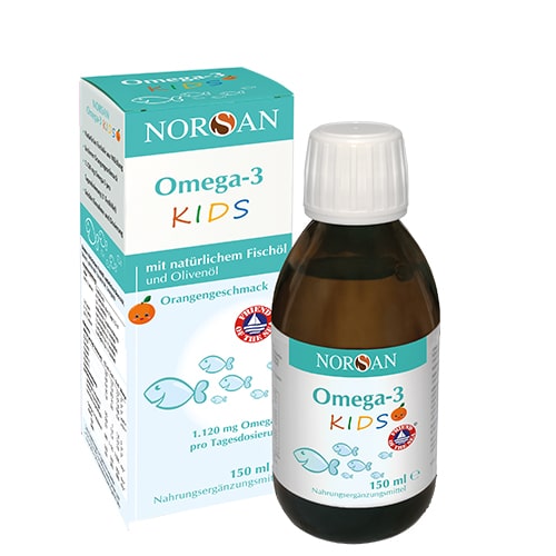 Norsan Omega-3 KIDS 1120 мг Омега -3 из рыбьего жира дикого улова с витамином Е для детей от 2-х лет, 150 мл
