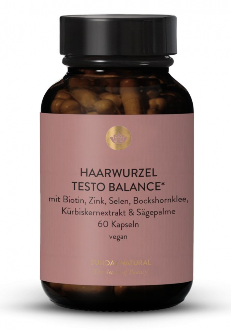 Sunday Natural HAARWURZEL TESTO BALANCE Комплекс питательных веществ против выпадения волос, 60 капсул
