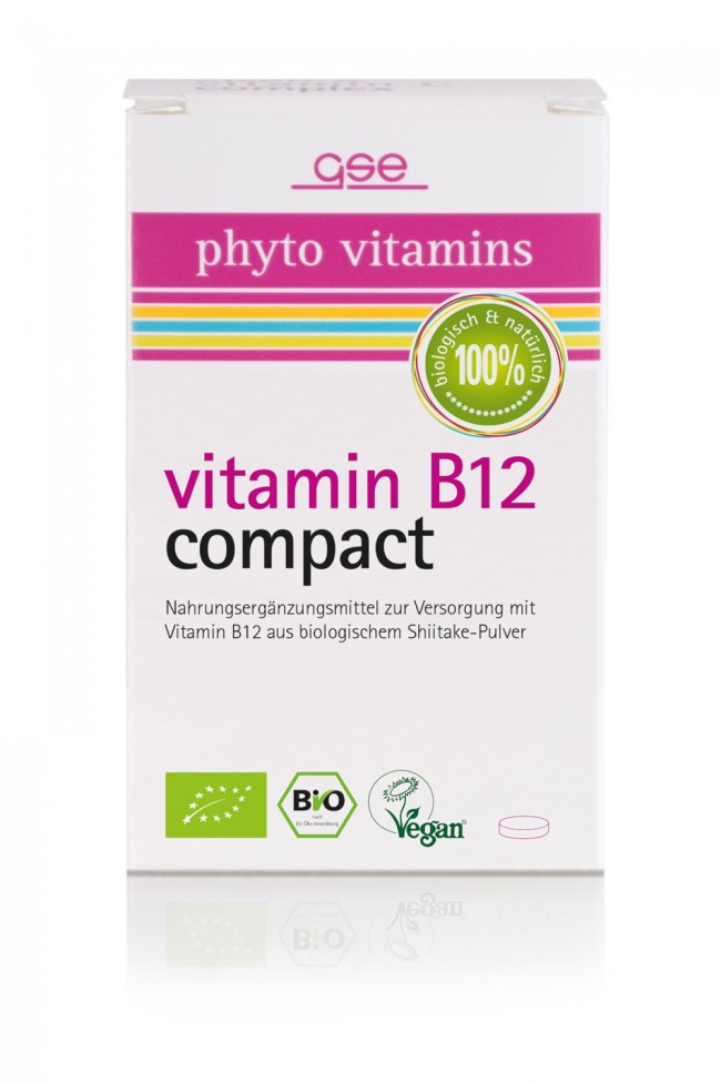 GSE "Vitamin B12 Compact (Bio)" - Биологически-активная добавка с витамином B12 из органического порошка грибов шиитаке, 120 таблеток.