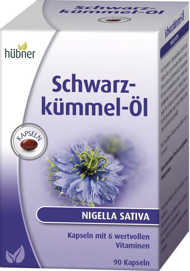 Hübner Масло черного тмина с витаминами Е, В6, В12, биотином и пантотеновой кислотой, 90 капсул