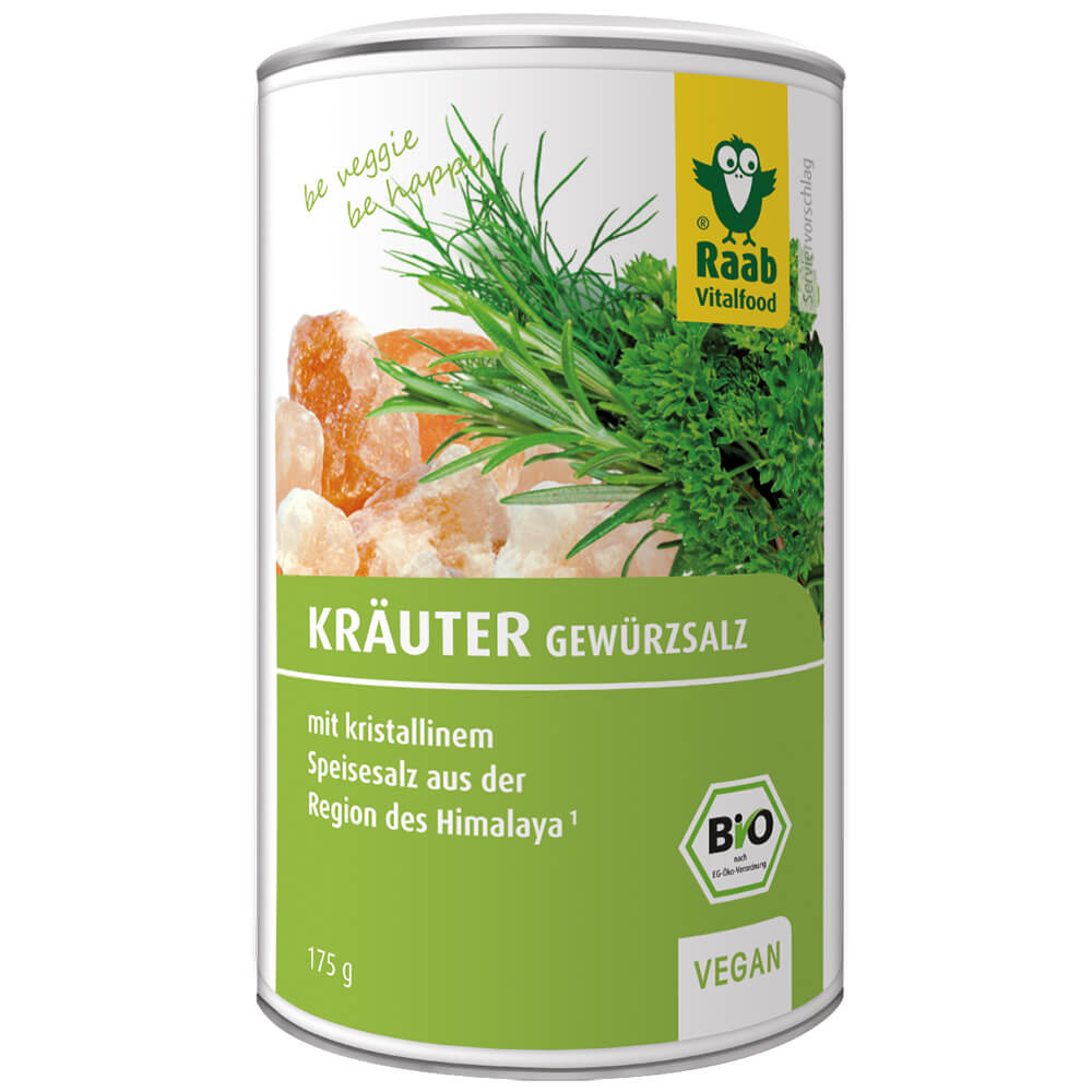 Raab "Bio Gewürzsalz Kräuter" - Органическая приправа с гималайской солью и смесью трав, 175 г.