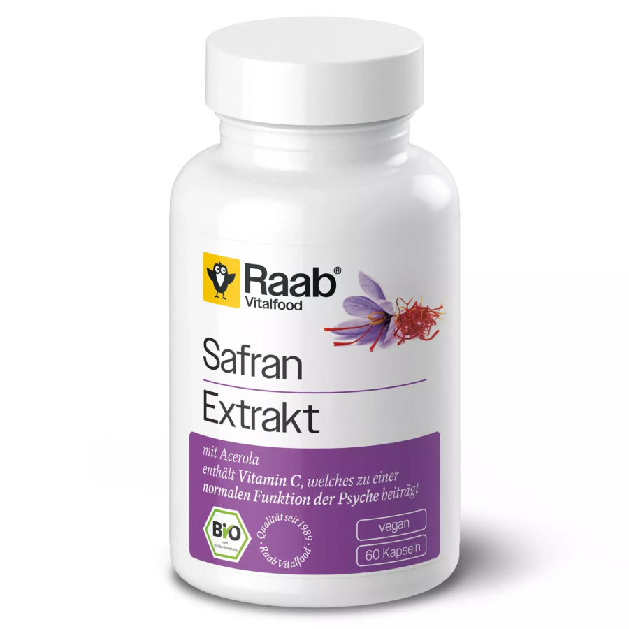 Raab Bio Safran Kapseln Био экстракт шафрана с натуральным витамином С из ацелоры, 60 капсул