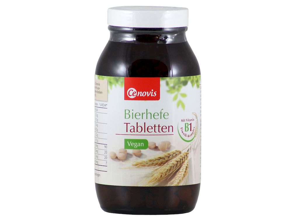 Cenovis Bierhefe B1 Веганские пивные дрожжи натуральный источник витамина B1 и белка, 500 таблеток